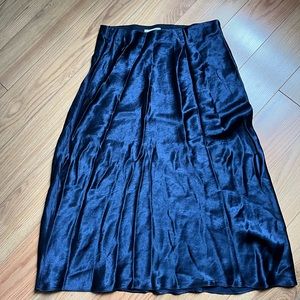 Babaton Navy Silk Midi Slip Skirt
